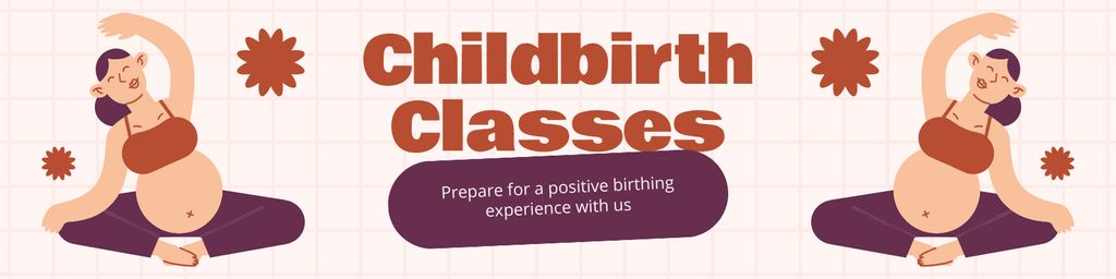 Childbrith Classes Offer with Cute Pregnant Woman Twitter Design Template