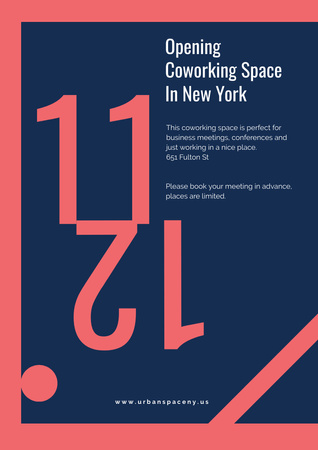 Opening coworking space announcement Poster A3 Design Template