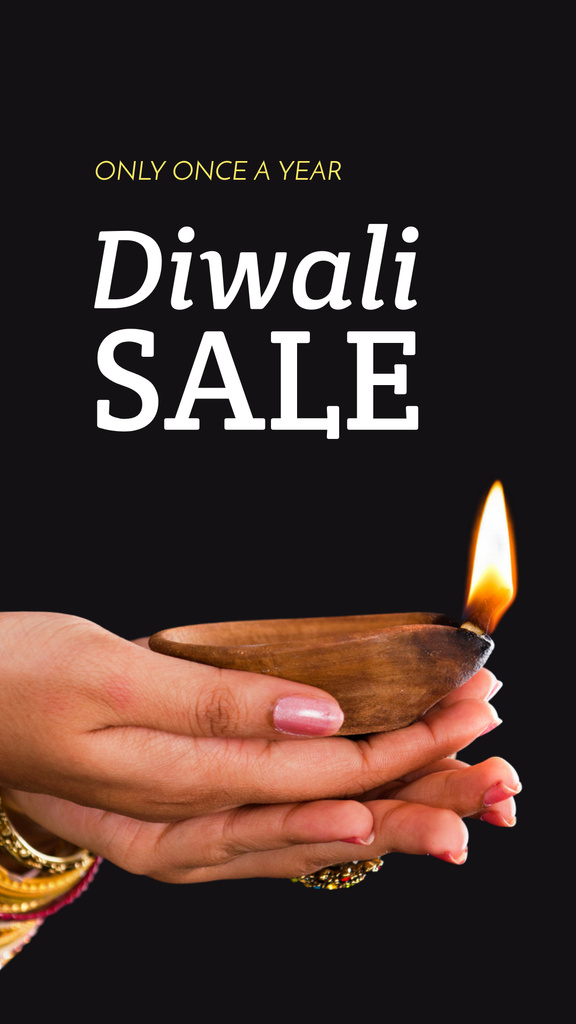 Ontwerpsjabloon van Instagram Story van Lovely Diwali Greetings And Discounts Offer For Glowing Lamps