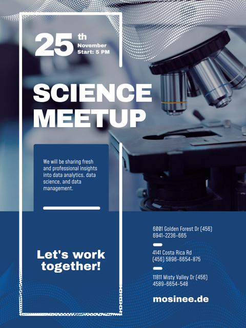 Science Meetup Announcement Poster US Πρότυπο σχεδίασης