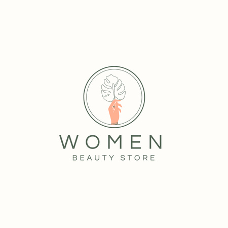 Women Beauty Store Emblem Logo Design Template