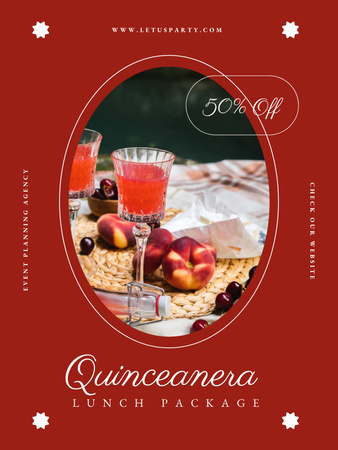 Quinceanera lunch Package Offer on Red Poster US Design Template