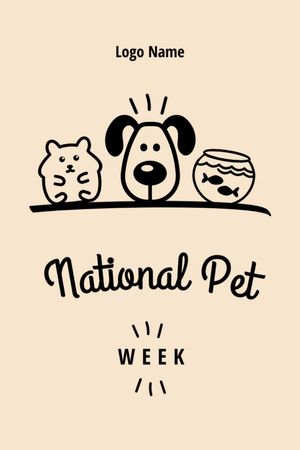 National Pet Week Greeting Card Postcard 4x6in Vertical Design Template