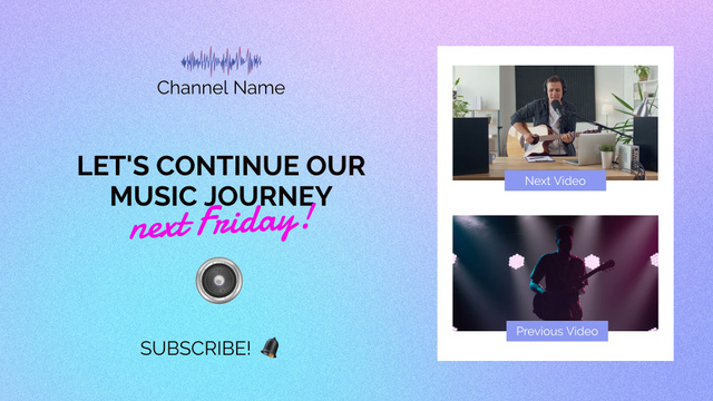 Prominent Guitar Performers Promoting Vlog YouTube outro Design Template