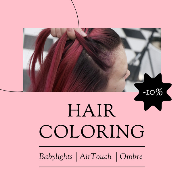 Modèle de visuel Various Colors For Hair Coloring Service With Discount - Animated Post
