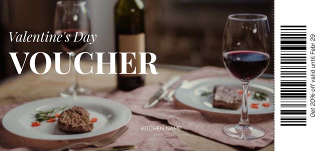 Awesome Dinner For Valentine's Day Gift Voucher Offer Coupon Din Large – шаблон для дизайну