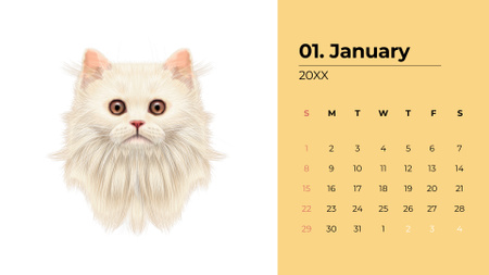 Ontwerpsjabloon van Calendar van Cute Illustration of White Cat