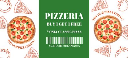 Voucher for Free Tasty Pizza Coupon 3.75x8.25in Design Template
