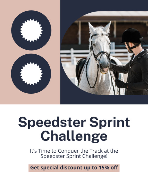 Ontwerpsjabloon van Instagram Post Vertical van Challenge of Fastest Riders and Horses