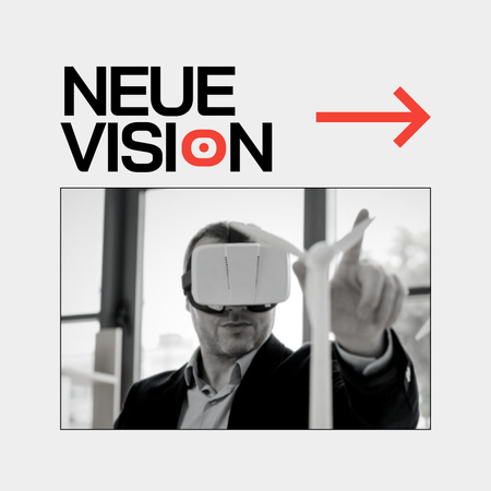 Man in Virtual Reality Glasses Photo Book Design Template