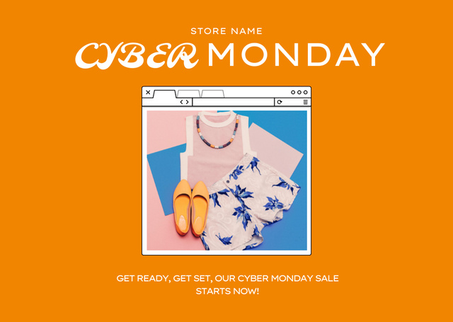 Modèle de visuel Colorful Garments With Discount on Cyber Monday - Flyer A6 Horizontal
