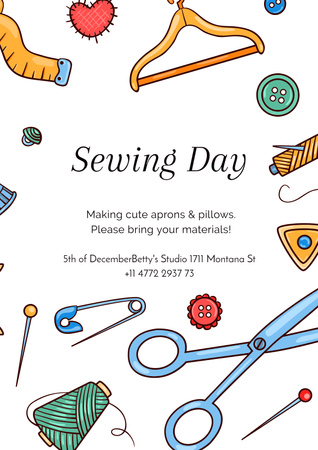 Sewing day event Announcement Poster Design Template