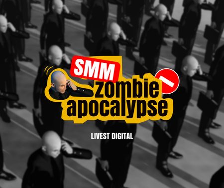 Ontwerpsjabloon van Facebook van Marketing Agency Ad with Funny Joke about Zombie