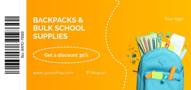 Unique Back-to-School Savings Event Coupon Din Large Design Template