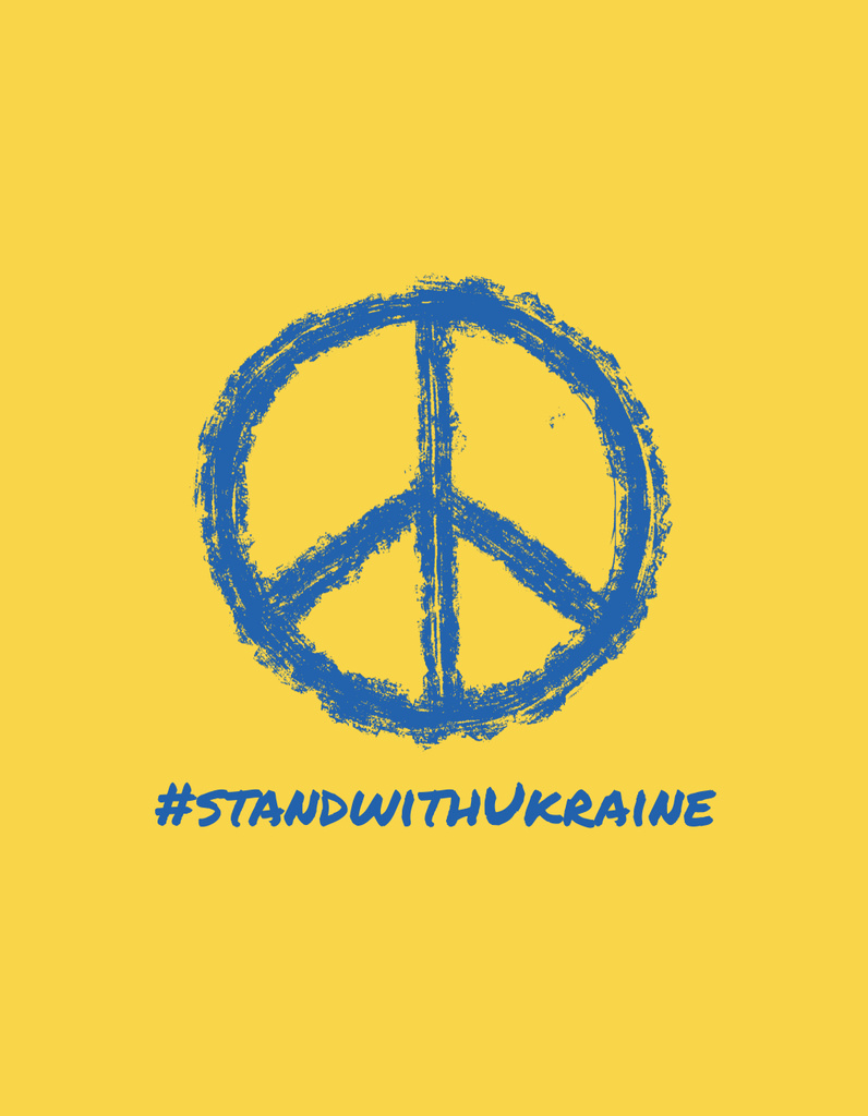 Illustrated Peace Sign in Ukrainian Flag's Palette T-Shirt Design Template