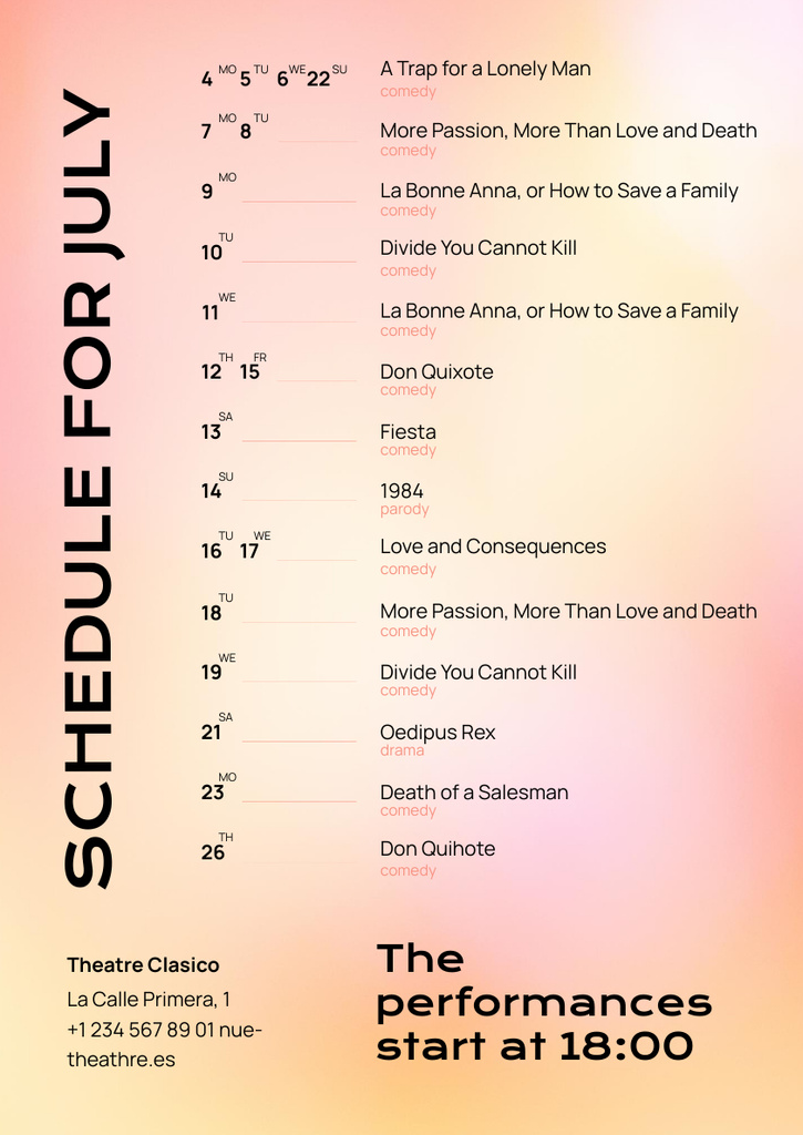 Szablon projektu Theatrical Show Announcement with Schedule Poster A3