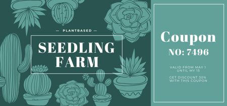 Seedling Farm Ad with Flowerpots Coupon Din Large Design Template