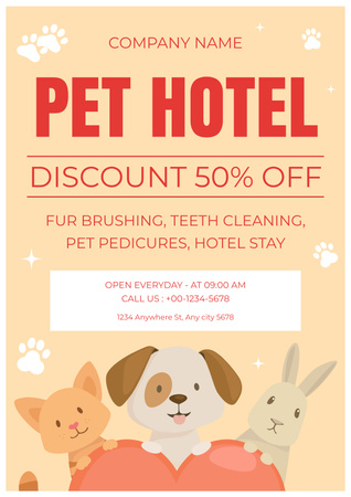 Szablon projektu Pet Hotel dla różnych zwierząt Poster