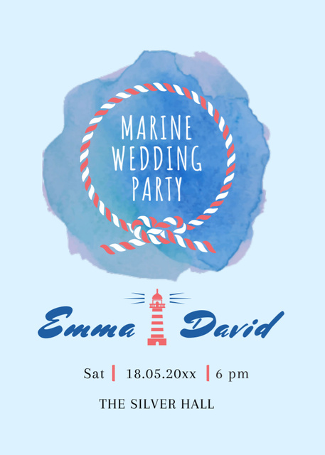 Announcement of Wedding Party with Watercolor Invitation Design Template
