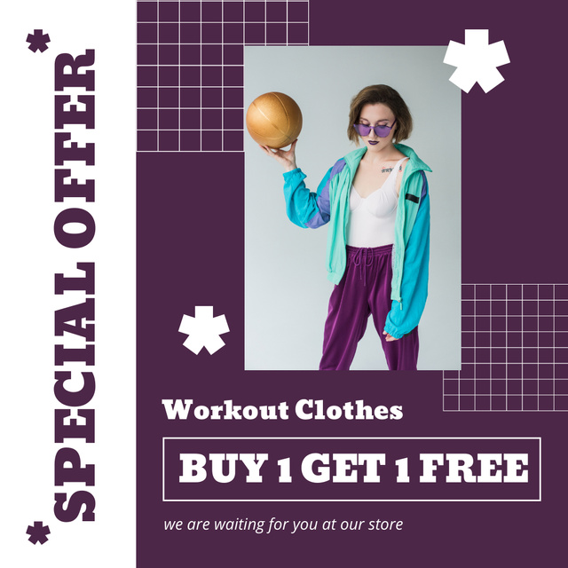 Modèle de visuel Special Offer of Workout Clothes - Instagram AD