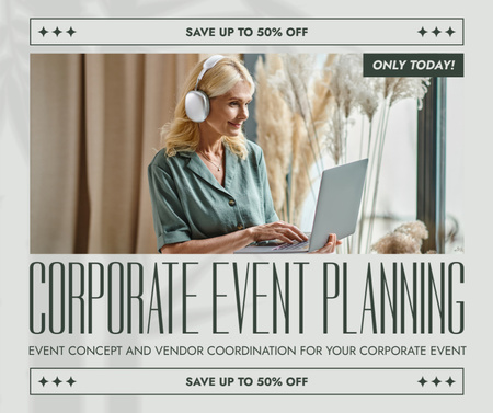 Ontwerpsjabloon van Facebook van Today Only Discount on Corporate Event Planning