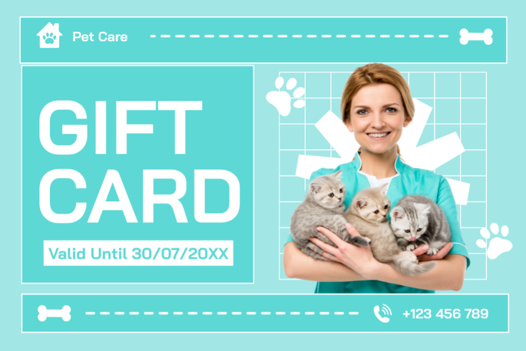 Veterinary Care Discount Gift Certificate Design Template