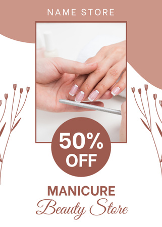 Discount Offer of Manicure in Beauty Salon Flayer Design Template