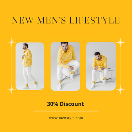 Ontwerpsjabloon van Instagram van Modecollectie voor mannen op geel