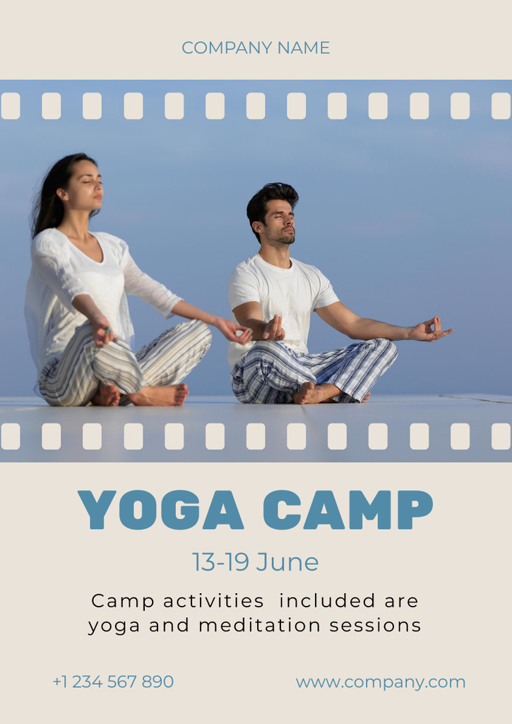 Designvorlage Yoga Camp Activities And Meditation Sessions Offer für Poster A3