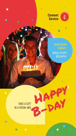 Birthday Invitation Man Blowing Candles on Cake Instagram Story Design Template