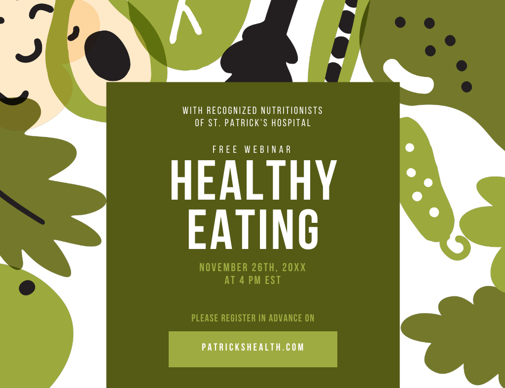 Green Veggies For Healthy Eating Invitation 13.9x10.7cm Horizontal Modelo de Design