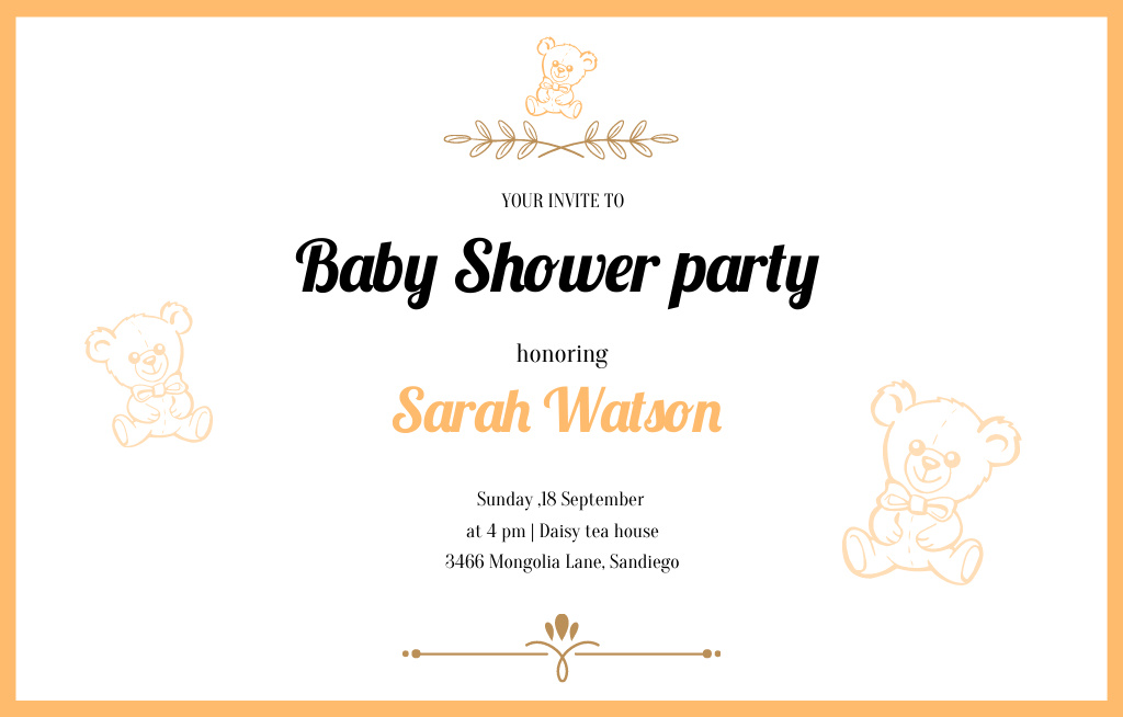 Unforgettable Baby Shower Party In Neutral Beige Invitation 4.6x7.2in Horizontal Design Template