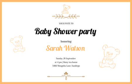 Unforgettable Baby Shower Party In Neutral Beige Invitation 4.6x7.2in Horizontal Design Template