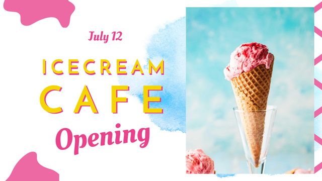 Melting ice cream in pink for Cafe opening FB event cover Tasarım Şablonu