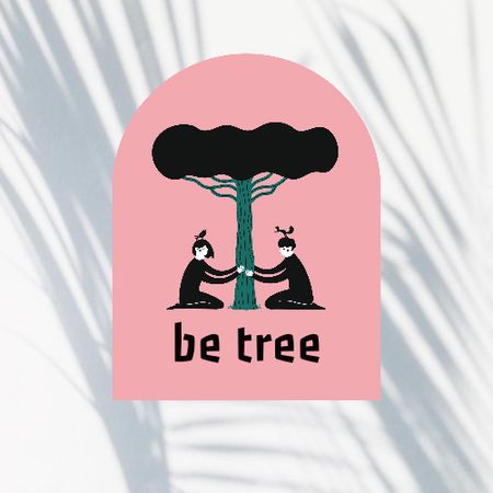 People sitting under Tree Logo Design Template