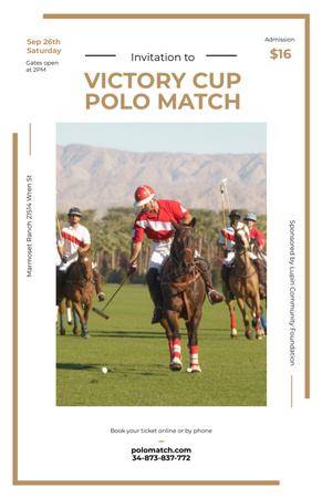 Polo Championship with Players on Beautiful Horses Flyer 5.5x8.5in Design Template