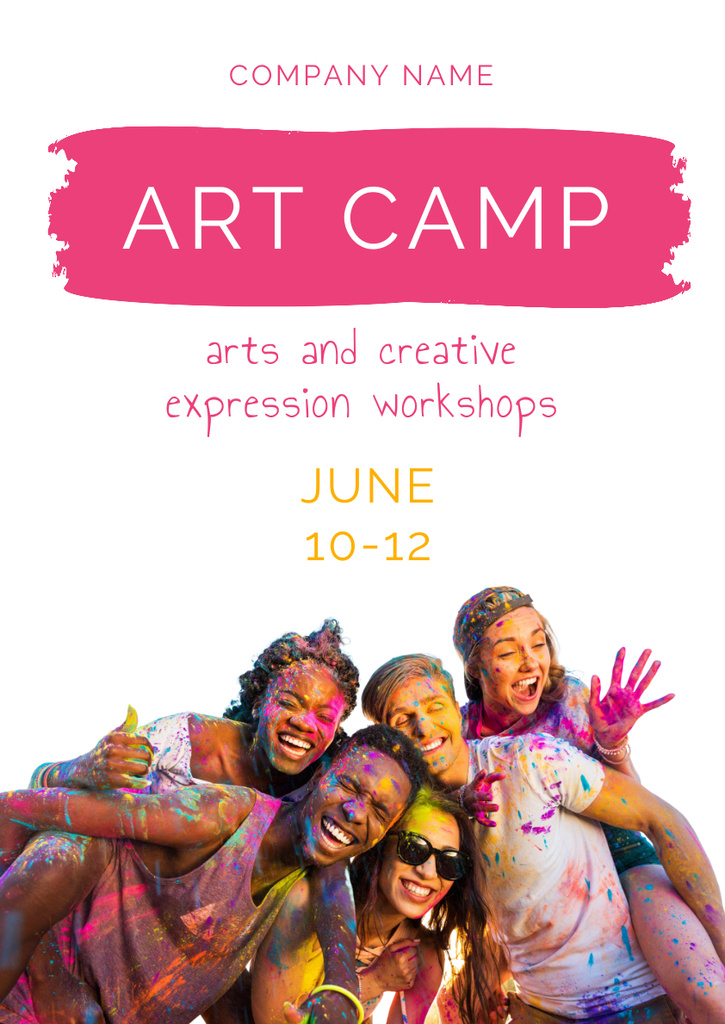 Fun And Creative Art Camp With Workshop Promotion Poster A3 Πρότυπο σχεδίασης