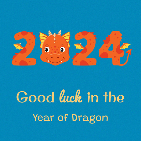 Ontwerpsjabloon van Instagram van Chinese Nieuwjaarsgroet met Draak