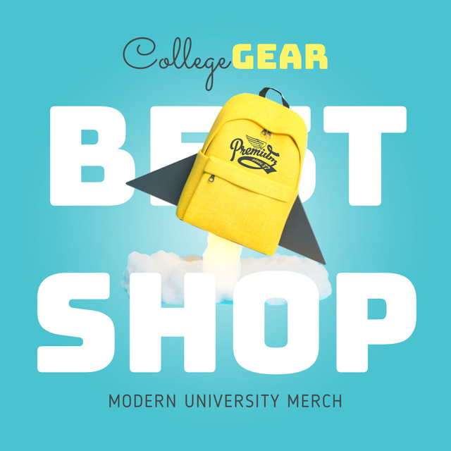 Plantilla de diseño de Excellent College Apparel and Merch Shop Promotion In Blue Animated Post 