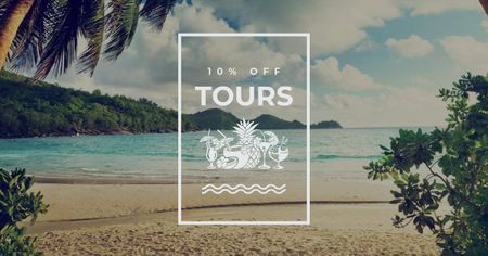 Summer Tour offer Palm Trees by Sea Facebook AD Design Template