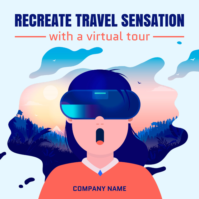 Awesome Travel Virtual Tour Anouncement Instagram Modelo de Design
