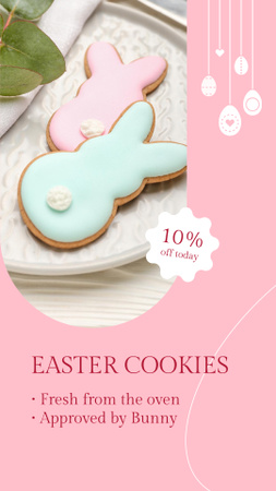 Designvorlage Hasenförmige Kekse für Ostern mit Rabatt für Instagram Video Story