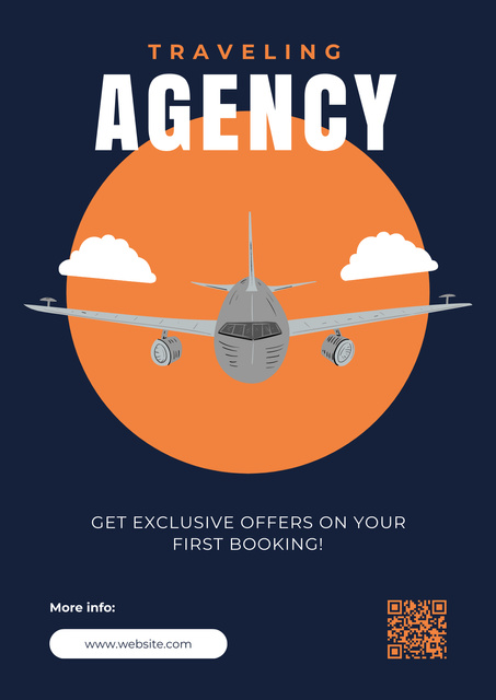 Flight Offer from Travel Agency Poster Modelo de Design