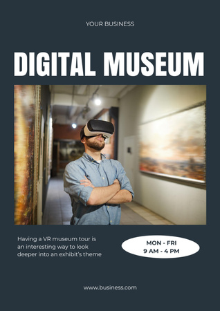 Virtual Museum Tour Announcement Poster A3 Modelo de Design