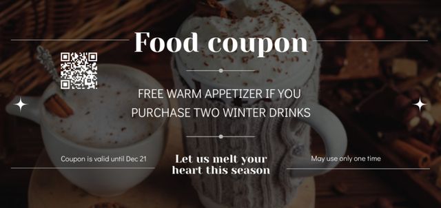 Warm Winter Drinks Promo Coupon Din Large Πρότυπο σχεδίασης