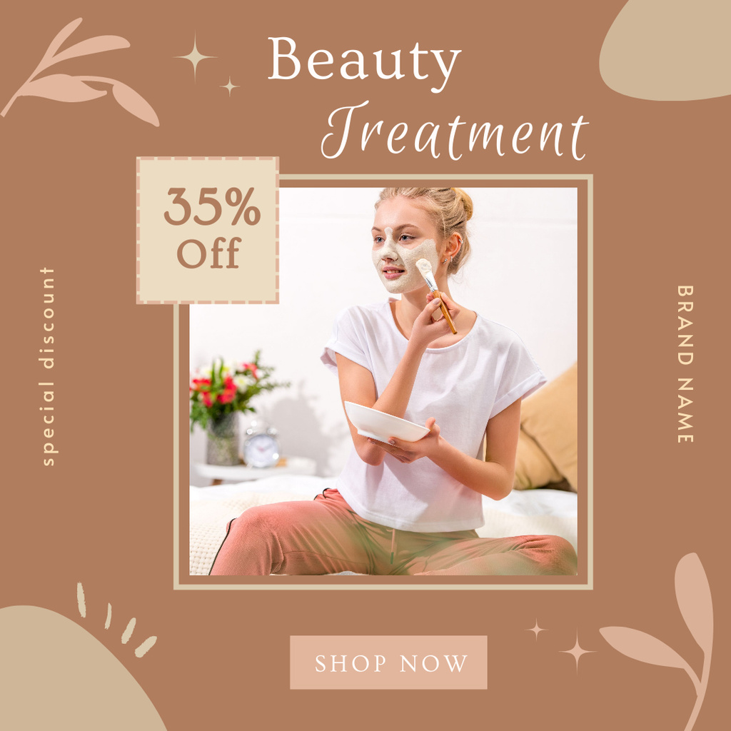Young Woman Applying Facial Clay Mask Instagram Design Template