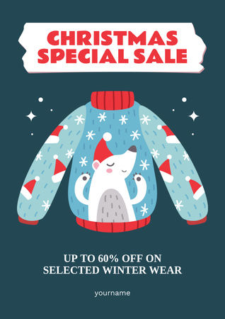 Christmas Sale of Winter Wear Blue Poster Design Template
