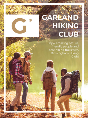 Garland hiking club meeting poster Poster US tervezősablon