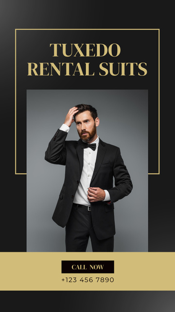 Rental Tuxedos and Suits Black Elegant Instagram Story – шаблон для дизайна