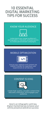 Ontwerpsjabloon van Infographic van Reeks tips voor digitale marketing voor succes